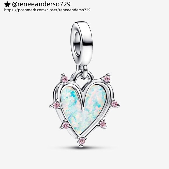 Pandora Friendship Opalescent Double Dangle Charm - Picture 1 of 5